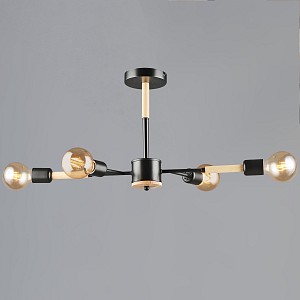 Люстра на штанге Reluce 99960 99960-0.3-04 BK+WOOD (Италия) Люстра на штанге Reluce 99960 99960-0.3-04 BK+WOOD (Италия)