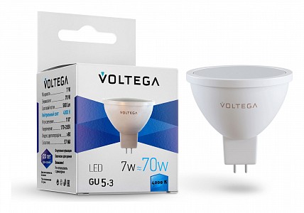 Лампа светодиодная [LED] Voltega GU5.3 7W 4000K