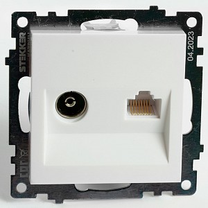 ТВ-розетка и розетка Ethernet RJ-45 без рамки GLS00-7106-01 49181