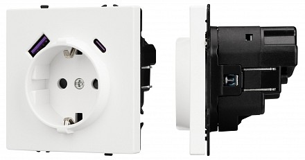 Розетка с заземлением и со шторкой и 2хUSB type A и C, без рамки NOBE 054284(1)