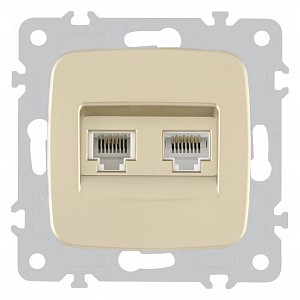 Розетка двойная RJ-11 и Ethernet RJ-45, без рамки 205.44-1.shampan