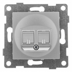 Розетка двойная RJ-12 и Ethernet RJ-45, без рамки BRAVO С10КТ-004