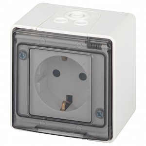 Розетка с заземлением и со шторкой, с крышкой Эра Эксперт 11-2502-01