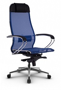 Кресло S-1.041, синий, черный, ткань-сетка, экокожа
