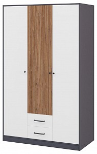 Шкаф 3-х дверный Мальма (белый, дуб стирлинг) 