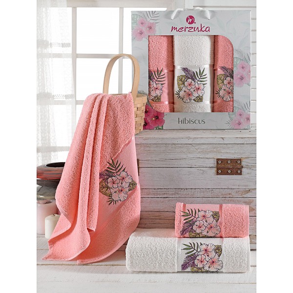 

Набор полотенец для ванной Hibiscus, Белый;персиковый, Hibiscus