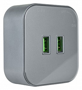 Розетка 2xUSB на треке Am-track-sockets 380022TS/USBx2 Grey