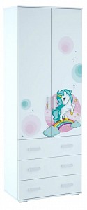 Шкаф 2-х дверный Тойс белый с цветным рисунком Little Pony 