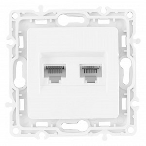 Розетка двойная RJ-11 и Ethernet RJ-45, без рамки 217.44-1.white