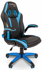Игровое кресло Chairman Game 15, голубой, черный, экокожа