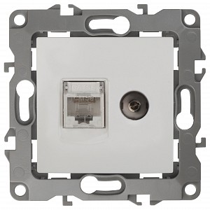 ТВ-розетка и розетка Ethernet RJ-45 без рамки Эра 12 12-3110-01 ТВ-розетка и розетка Ethernet RJ-45 без рамки Эра 12 12-3110-01