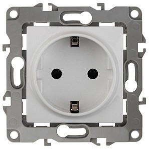 Розетка с заземлением, без рамки Эра 12 12-2001-01 Розетка с заземлением, без рамки Эра 12 12-2001-01