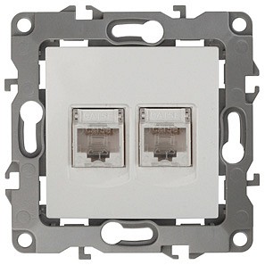 Розетка двойная Ethernet RJ-45 без рамки Эра 12 12-3108-02