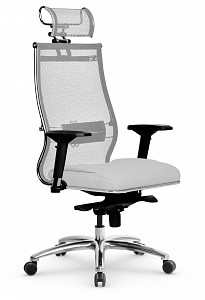 Кресло SL-3.05, белый, ткань-сетка, экокожа