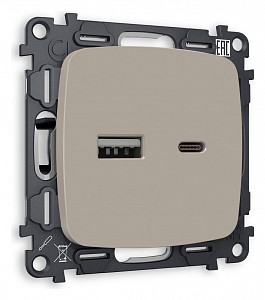 Розетка 2хUSB type A и C без рамки Quant MO371010