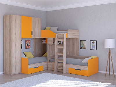 Кровать в детскую комнату Трио 1 RVM_TRIO-1-22-4