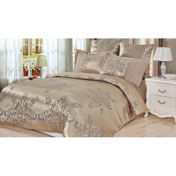 

Комплект двуспальный Satin jacquard, Satin jacquard, Бежевый;коричневый