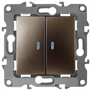Выключатель двухклавишный с подсветкой без рамки Эра 12 12-1105-13
