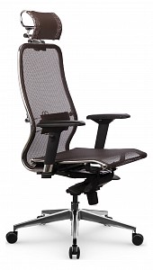 Кресло офисное S-3.041 MPES, темно-коричневый, сетка, экокожа