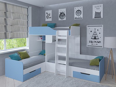 Кровать в детскую комнату Трио RVM_TRIO-35-6