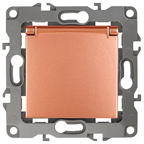 Розетка с заземлением и со шторкой, без рамки с крышкой Эра 12 12-2103-14