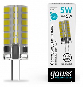 Лампа светодиодная [LED] Gauss G4 5W 4100K