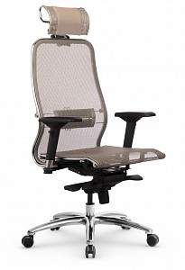Компьютерное кресло S-3.04, темно-бежевый, ткань-сетка, экокожа