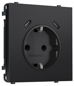 Розетка с заземлением и со шторкой и 2хUSB C, без рамки MS MS810510