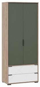 Шкаф 2-х дверный Лео белый, дымчатый зеленый 