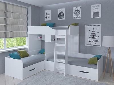 Кровать в детскую комнату Трио RVM_TRIO-35-35