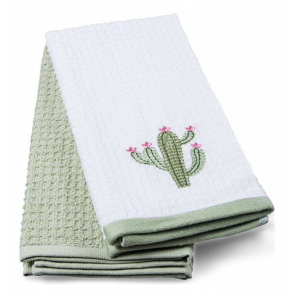 

Набор из 2 полотенец для кухни Cactus, Белый;зеленый, Cactus