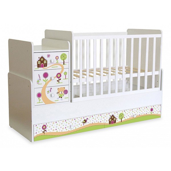 

Кроватка-трансформер Polini kids Simple 1100 с комодом, Polini kids Simple 1100 с комодом