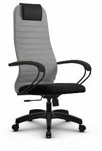 Кресло офисное SU-B-10, светло-серый, черный, ткань-сетка, экокожа