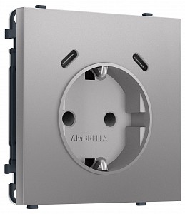 Розетка с заземлением и со шторкой и 2хUSB C, без рамки MS MS510510