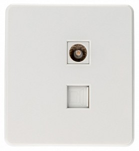 ТВ-розетка и розетка Ethernet RJ-45 без рамки ROUND KR-78-0722-1