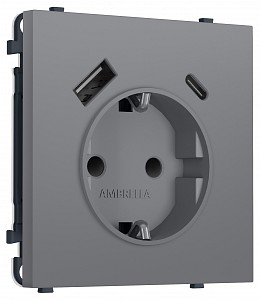 Розетка с заземлением и со шторкой и 2хUSB type A и C, без рамки MS MS870010
