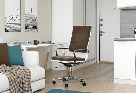 Кресло Home 750, коричневый, велюр, экокожа