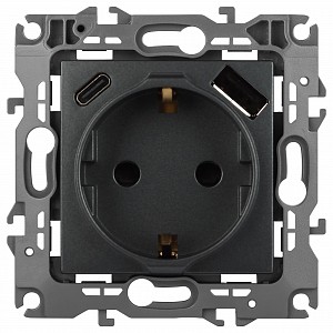 Розетка с заземлением и со шторкой и 2хUSB, без рамки Эра 12 12-4108-12 Розетка с заземлением и со шторкой и 2хUSB, без рамки Эра 12 12-4108-12