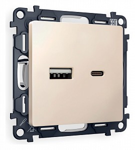 Розетка 2хUSB type A и C без рамки Quant MA331010