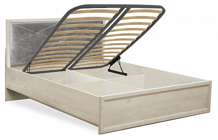 Полутораспальная кровать Сохо с подъемным механизмом бетон пайн белый  