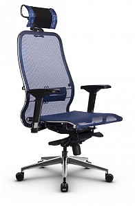 Компьютерное кресло S-3.041, синий, ткань-сетка, экокожа