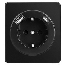 Розетка с заземлением и со шторкой и 2хUSB, без рамки ROUND KR-78-0704-3
