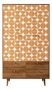 Шкаф 3-х дверный Berber Принт 14 (коричневый, оранжевый рисунок Print 14) 