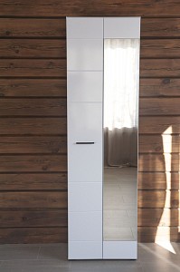 Шкаф 1 дверный Сидней (белый, зеркальный) 