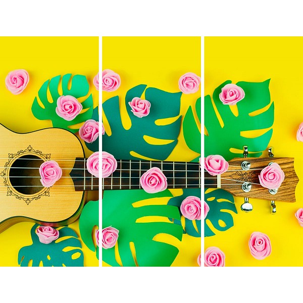 фото Набор из 3 картин (90x70 см) укулеле и розы he-107-300 ekoramka