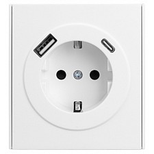 Розетка с заземлением и со шторкой и 2хUSB, без рамки STRONG KR-78-0704-4