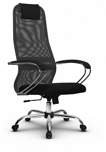 Компьютерное кресло SU-B-8, темно-серый, черный, ткань-сетка, экокожа