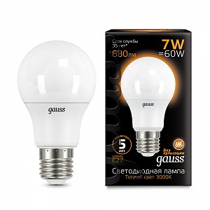 Лампа светодиодная [LED] Gauss E27 7W 3000K