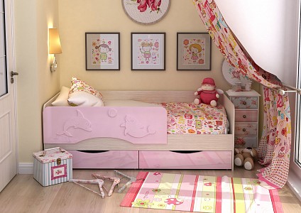 Кровать для детской комнаты Алиса SML_Alisa-KR813_pink