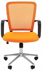 Кресло офисное 698 хром, оранжевый, сетка, текстиль